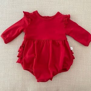 Ruffle Butts Red 3/4 Sleeve Onesie